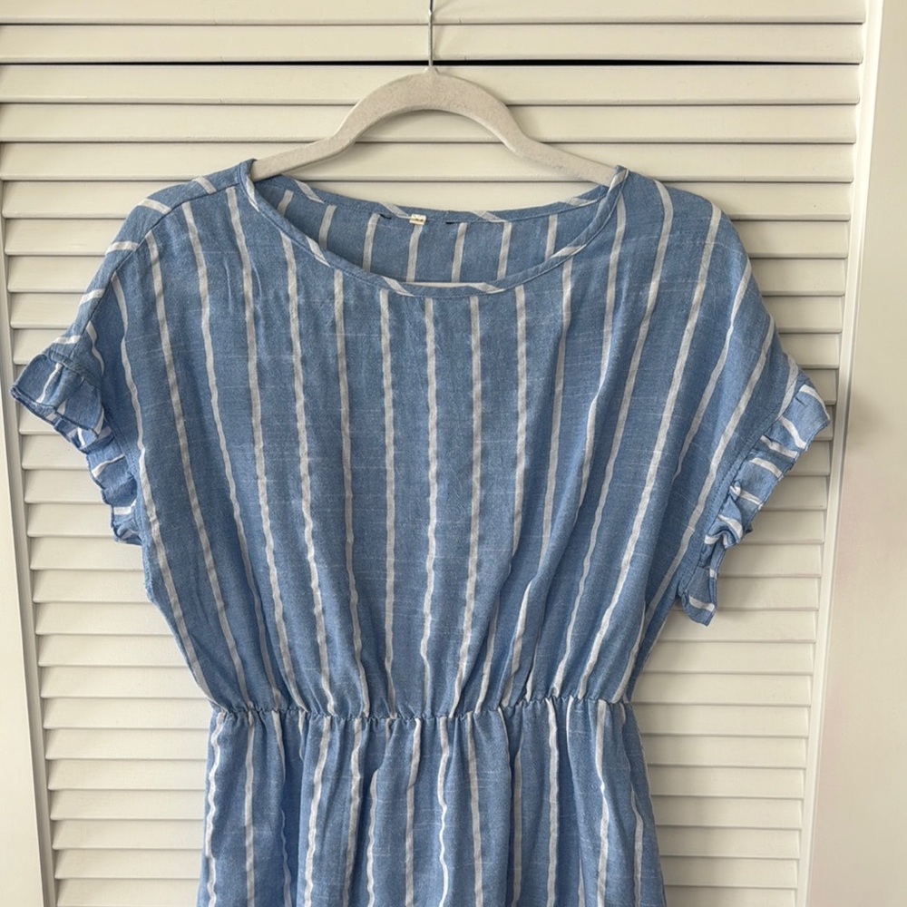 Blue and White Striped Dress - Picture 2 of 3